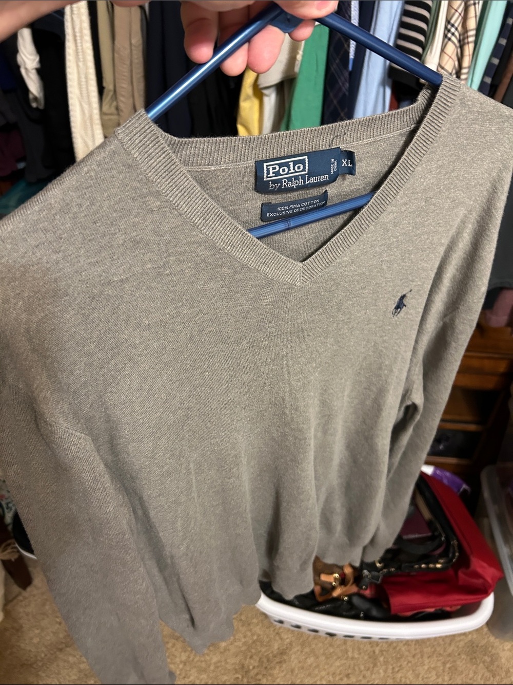 Polo by Ralph Lauren Olive V-Neck Sweater